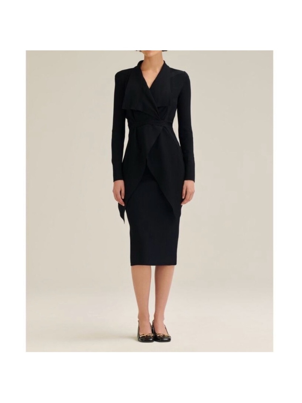 NWT SCANLAN THEODORE CREPE KNIT DRAPE FRONT BLACK JACKET SIZE M - Picture 3 of 11